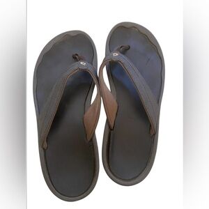 Olukai Brown and Black Flip Flops size 8